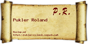 Pukler Roland névjegykártya